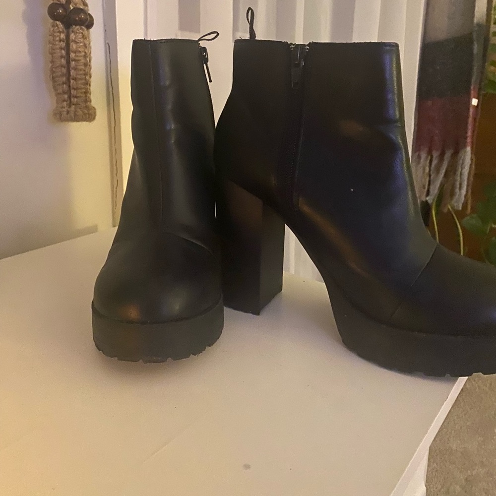 H&M Black Faux Leather Booties